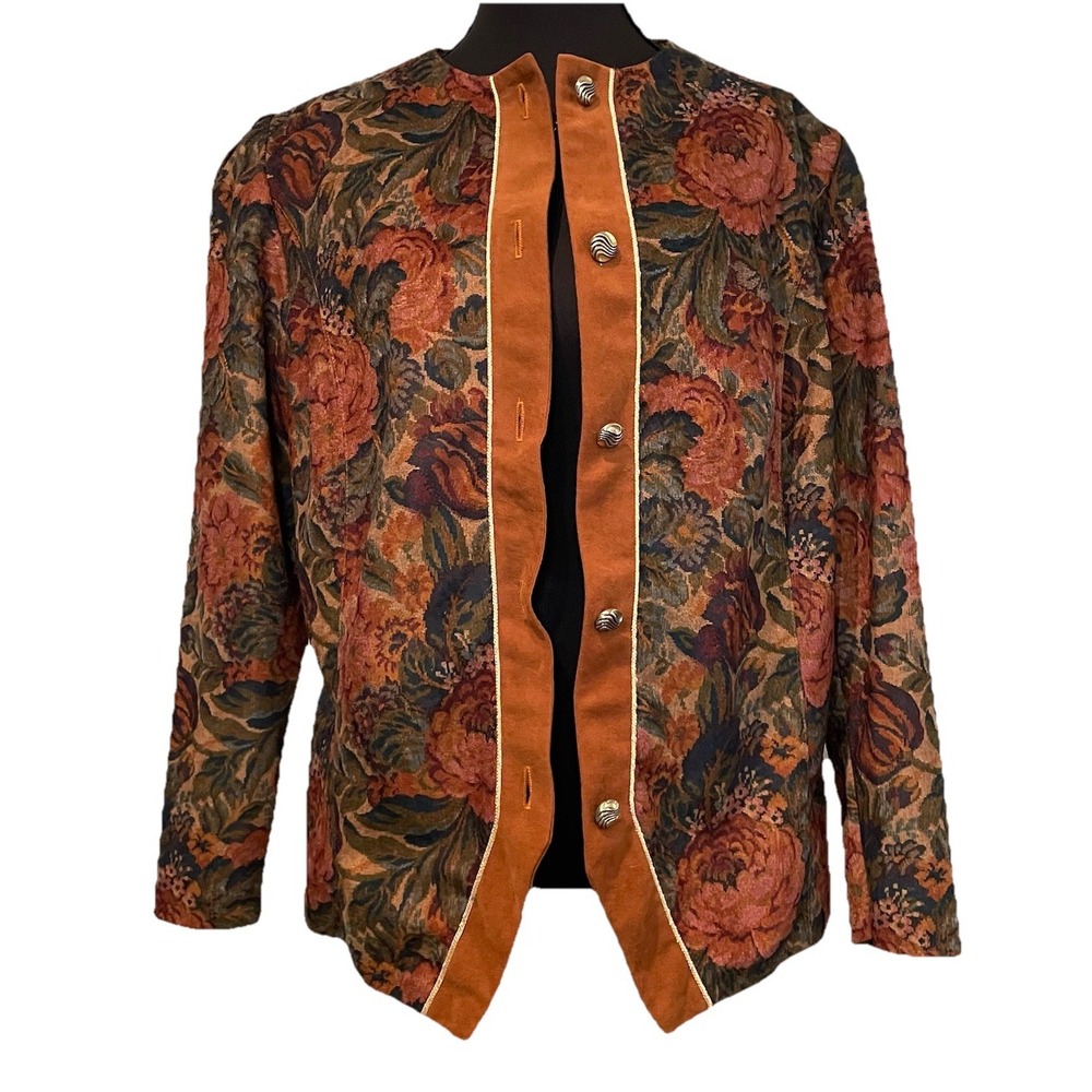 VTG Pablo Collection Floral Tapestry Jacket Made in USA Retro Dark Academia